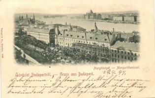 1897 (Vorläufer!) Budapest I. Víziváros, a távolban a Parlament és a Margitsziget