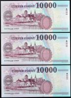 2012. 10.000Ft "AA" (3x) sorszámkövetők T:I,I-