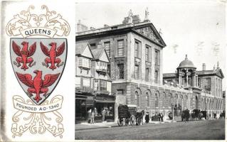 Oxford, The Queen&#039;s College, coat of arms; Heraldic Series of Postcards Oxford No. 16. Emb. (EK)