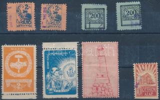 8 db klf tagdíjbélyeg és levélzáró(Otthon Alap, Sajtóbélyeg, M.K.A.SZ., stb.)