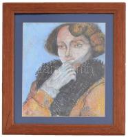 Rónai jelzéssel: Női portré. Pasztell, papír, üvegezett keretben, 28×23 cm