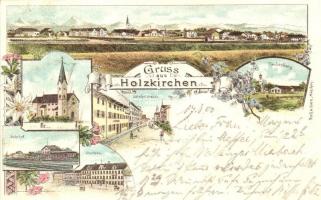 Holzkirchen, Bahnhof, Bahnhofstrasse, Taubenberg, Oberbrau / railway station, street, Moch &amp; Stern&#039;s floral, litho (EK)