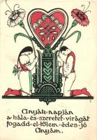 Anyák Napja / Mother's Day greeting card, Hungarian folklore (EK)