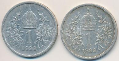 Ausztria 1893. 1K Ag "Ferenc József" (2x) T:2,2-
Austria 1893. 1 Corona Ag "Franz Jo...
