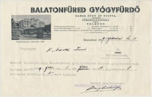 1939 Balatonfüred gyógyfürdő képes számla