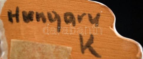 Fogfájós mázas kerámia foxi kutya, jelzett, apró kopásnyomokkal, m: 7 cm