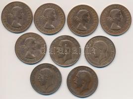 Nagy-Britannia 1916-1967. 1P Br (9x) T:2,2-,3 Great Britain 1916-1967. 1 Penny Br (9x) C:XF,VF,F