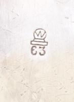 Dekoratív ezüstözött fém teáskanna, jelzett, m: 16,5 cm