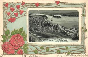 Rüdesheim am Rhein, roses; Kunstanstalt Lautz &amp; Isenbeck Art Nouveau, Emb. litho (fa)