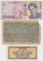 Románia / Német megszállás 1917. 5L + 1945. 5000L (2x) + 1952. 1l + 100L + 2000. 50.000L T:III,III- ...