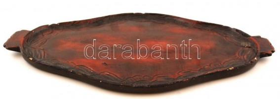 Dekoratív ovális fatálca, 20,5×36 cm
