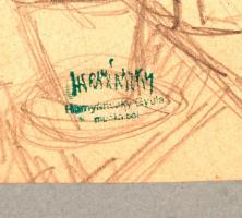 Hornyánszky hagyatéki pecséttel, 5 db ceruza rajz, papír, 17×9-20×16 cm