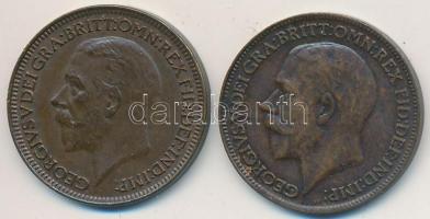 Nagy-Britannia 1916. 1f Br + 1936. 1f Br "V. György" T:2,2- Great Britain 1916. 1 Farthing Br + 1936. 1 Farthing Br "George V" C:XF,VF