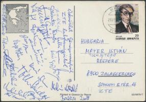 A ZTE labdarúgó csapat tagjainak aláírása a Bécsből hazaküldött képeslap hátoldalán