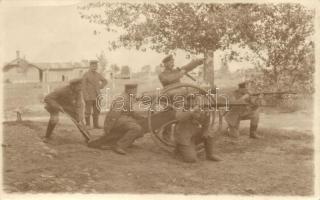 WWI Austro-Hungarian military, soldiers, artillery, cannon, photo (b)