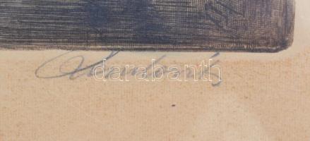 Paulovits Pál (1892-1975): Velence. Színezett rézkarc, papír, jelzett, üvegezett keretben, 34×24 cm