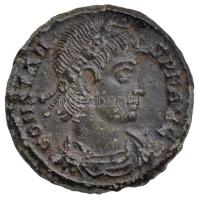 Római Birodalom / Siscia / Constans 337-340. AE4 Cu (1,5g) T:2 Roman Empire / Siscia / Constans 337-340. AE4 Cu "CONSTAN-S P F AVG / GLOR-IA EXERC-ITVS - GammaSIS dot in crescent" (1,5g) C:XF RIC VIII 99.