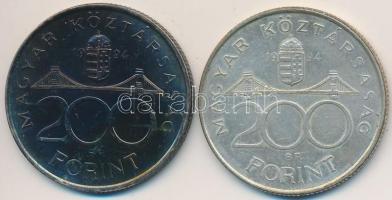 1994. 200Ft Ag "Deák" (2x) T:2,2- egyiken erős oxidáció