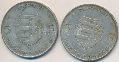 1947. 5Ft Ag "Kossuth" (2x) T:2-,3