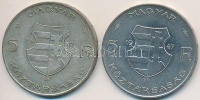 1947. 5Ft Ag "Kossuth" (2x) T:2-,3