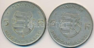 1947. 5Ft Ag "Kossuth" (2x) T:2-,3