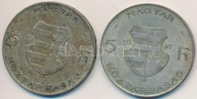 1947. 5Ft Ag "Kossuth" (2x) T:2-,3