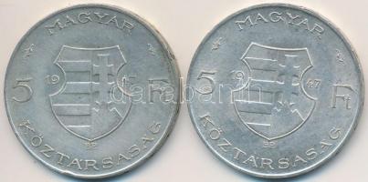 1947. 5Ft Ag "Kossuth" (2x) T:2-,3