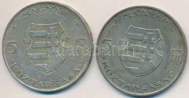 1947. 5Ft Ag "Kossuth" (2x) T:2-,3
