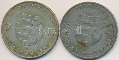 1947. 5Ft Ag "Kossuth" (2x) T:2-,3