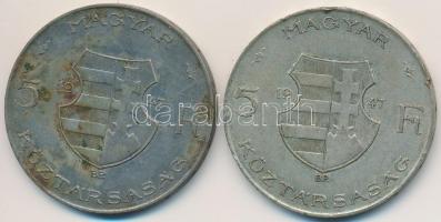 1947. 5Ft Ag "Kossuth" (2x) T:2-,3