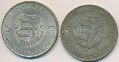 1947. 5Ft Ag "Kossuth" (2x) T:2-