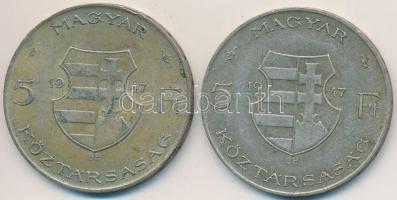 1947. 5Ft Ag "Kossuth" (2x) T:2-,3