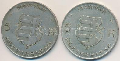 1947. 5Ft Ag "Kossuth" (2x) T:2-,3