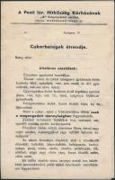 cca 1930 A Pesti Izraelita Hitközség Kórházának Belgyógyászati osztálya által kiadott, kitöltetlen cukorbeteg étrend