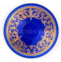 Dekoratív mokkás csésze és alj, kézzel festett, zománc díszítéssel, kopott, jelzés nélkül