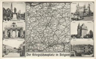 Der Kriegsschauplatz in Belgien / The theaters of war in Belgium, map