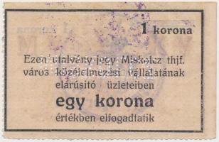 Miskolc ~1916. 1K vízjeles, "MISKOLCZ" perforáció fordítva T:II-
Adamo MIS-4.3.2