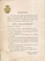 1927 Meghívó a nagykőrösi hősi emlékmű Horthy Miklós jelenlétében történt avatására