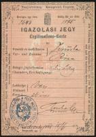 1875 Igazolási jegy 26 éves kéjhölgy részére