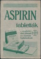 cca 1930-1940 "Aspirin tabletták a meghűlés első jeleinél és reumás fájdalmaknál" reklámos szórólap, 20x14 cm