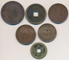 6db-os kínai pénztétel, közte hamis darabokkal is T:vegyes
6pcs of Chinese coins, including fake pi...