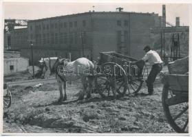 cca 1950 Ék Sándor (1902-1975) festőművész: Munkásélet az 1950-es években, 2 db fotó, jelzés nélkül,...