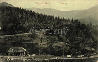 Kovásznafürdő, Covasna; Erdei út, favágókunyhó / forest road, woodcutter hut