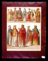 Kretschner jelzéssel: Magyar királyok és udvarhölgyek 2 db litho kép paszpartuzva 27x33 cm