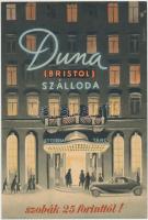 cca 1930-1940 Bp., A Duna(Bristol) Szálloda kisméretű plakátja, 24x16 cm