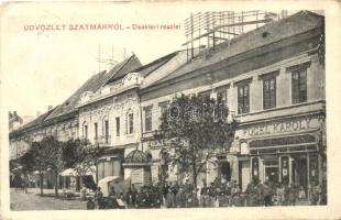 Szatmár, Deák tér, Fogel Károly kereskedése / square with shops