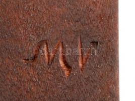 Maksymets Viktor: Ördögfej, faragás, pácolt keményfa, jelzett, 24,5×16 cm