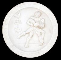 Herendi "Szilágyi Gyula IFI.K.F emlékverseny Győr" feliratú dísztál, bisquit porcelán, jelzett, hibátlan, d:26 cm