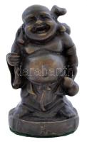 Nevető Buddha, bronz, jelzett, m:9 cm