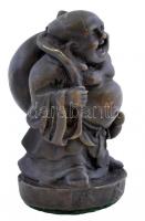 Nevető Buddha, bronz, jelzett, m:9 cm